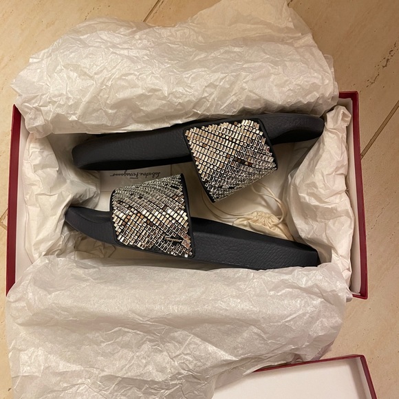 Salvatore Ferragamo women crystal embellished slide , Size 6 ( running bigger) - Picture 4 of 6